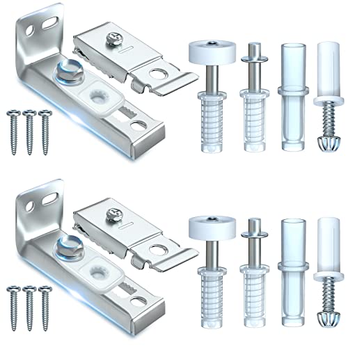 Double Bi-fold Door Hardware Kit - 2 Pack Pantry Bifold Closet Door Repair Kit for 1" to 1-3/8" Thick Door Accordian Hardware Replacement Parts Set Include Tops & Bottom Pivots, Bracket & Guide Wheel