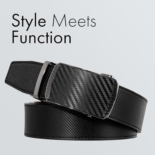 (Not Made In China) Men's Belt, Leather Ratchet, Adjustable and Customizable Fit, Gift Box Packaging3