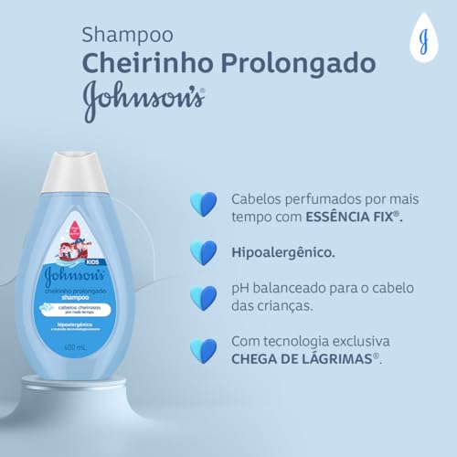 Johnson's Baby Shampoo Infantil Cheiro Prolongado, 400ml, Azul