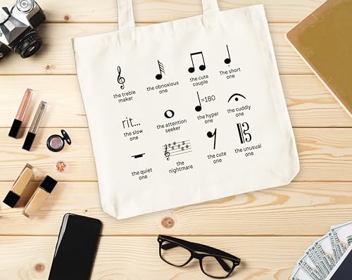 Bolso Tote de música para mujer, bolsa de lona con notas miniatura 4
