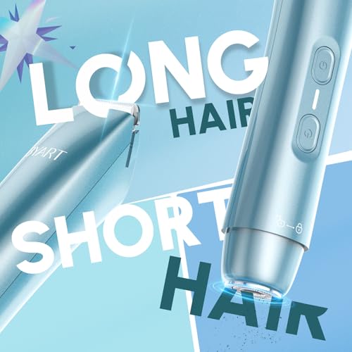 Image of BYART 2-in-1 Dual Head Bikini Trimmer for Women, Women's Electric Shaver | IPX7 Waterproof, Rechargeable, Ceramic Blade, 5-Min Quick Charge, 80-Min Runtime, Cordless Body and Face Shaver