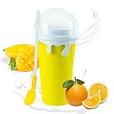 FÁCIL DE USAR: Simplemente coloque la taza para hacer slushy en el congelador del refrigerador durante 3-6 horas. Mientras tanto, coloque la bebida en la capa de conservación del refrigerador. Luego saque el vaso de granizado para verter las bebidas que desee y apriételo durante 1-2 minutos, el batido aparecerá lentamente.