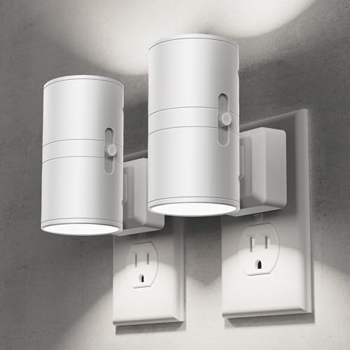 Briignite Night Lights Plug into Wall, Modern LED Night Light Plug in, Dusk to Dawn Sensor, 5000K Daylight, 0-100LM Adjustable Brightness, Dimmable NightLight for Hallway, Bedroom, Stairway, 2 Pack