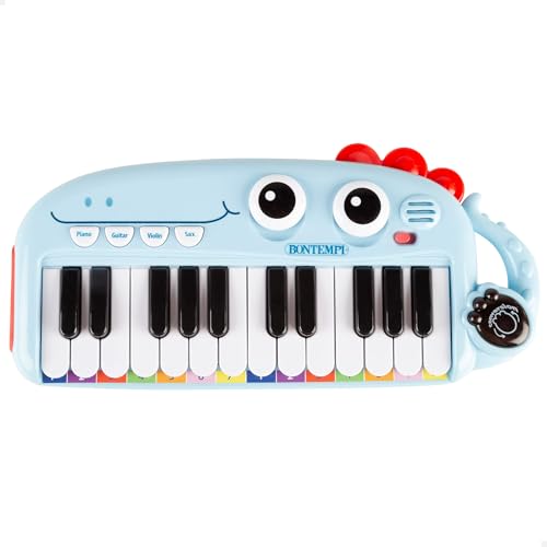 Colorbaby Bontempi Piano Infantil Electrónico 24 Teclas Con Luces, Sonidos, Melodías, Botones Y Diseño Seguro Con Carita Sonriente, Para Iniciar A Los Más Pequeños En La Música Desde 18 Meses 39213