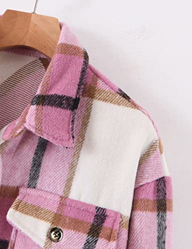 Image of Girls Flannel Plaid Button Down Long Sleeve Shirt Jacket Shackets