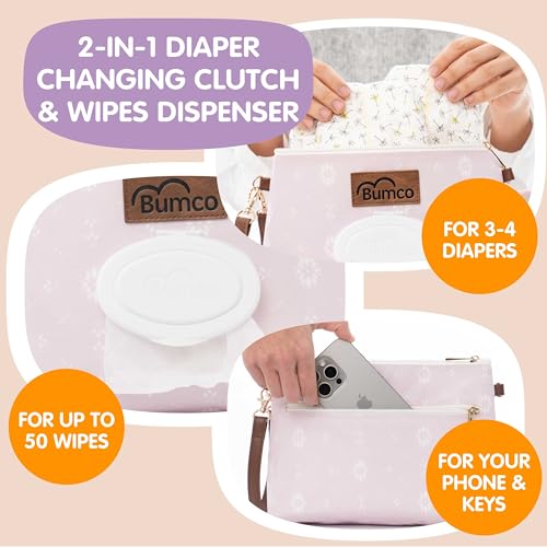 Bumco Diaper Clutch Bag - Portable Wipes Dispenser & Diaper Holder, Airtight Travel Baby Wipes Case, Wipe Dispenser Travel Baby Wipes Dispenser On the Go, Diaper Wristlet by Baby Bum Brush - Image 4