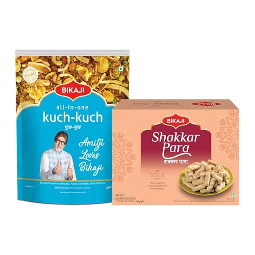 Bikaji Shakkar Para 400g & All In One Kuch Kuch 1kg | Crunchy Bar Snack, Tea-Time Munchies & Party Mix | Authentic Munching Pack for Sharing & Everyday Snacking