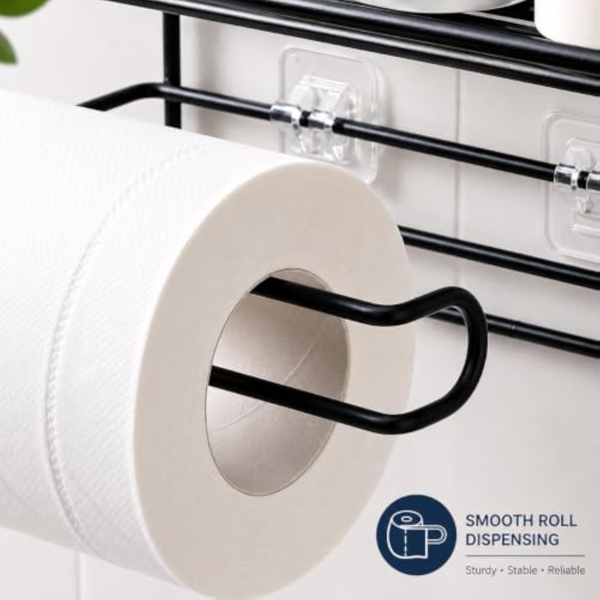 Adhesive Toilet Paper Holder with Shelf, 1 Pc