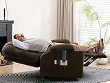 ABCASA Oversized Dual Motor Lay Flat Power Lift Recliner Chair with Massage, Heating, Lumbar Pillow, USB & Type-C Ports, Textile Lift Chairs Recliners, Large Recliner for Big & Elderly People - Brown