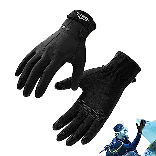 KERALI Guantes de neopreno, guantes de esquí acuático | Guantes impermeables con palmas y dedos engrosados, doble uso en tierra y mar, adhesivo ajustable para pesca, escalada, ciclismo, buceo