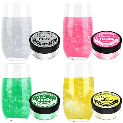 Purpurina Comestible - Fidton 4 Colores Purpurina Comestible Reposteria para Decoraciones de Tartas, Oro Comestible Iridiscente para Fondant Colores, Macarons, Cocktail, Fondant, Fresa - 5 g