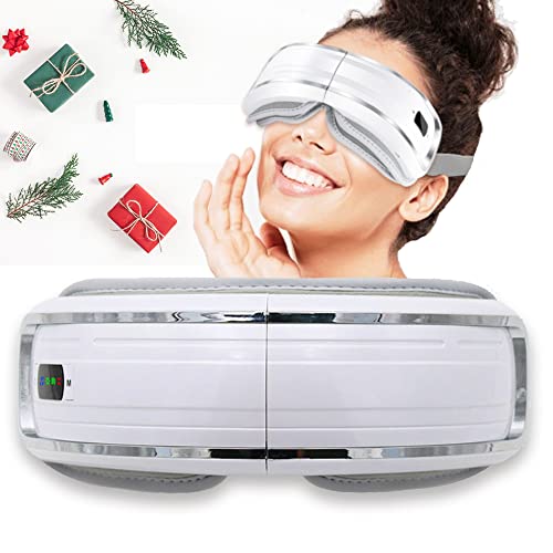 Masajeador De Ojos, Masajeador Electrónico Plegable Recargable Con Presión De Aire, Compresión Del Calor Y Bluetooth Música Para Ojo Seco Relajarse Visión Ojo Oscuro Círculos Estrés Alivio (Blanco)