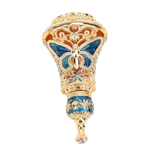 Omquot Botella de Perfume Esmaltada Vintage de Oriente Medio, Decoración Elegante Recargable para Tocador de Baño (Azul dorado)