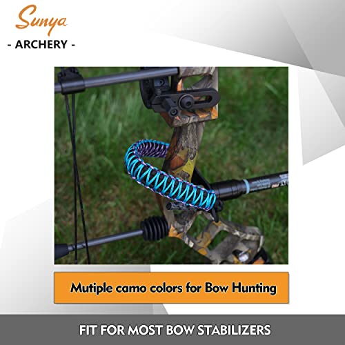 Sunya Archery Bow Wrist Sling, 550 Paracord Strap Comfortable On Hand.100% Full Grain Leather Yoke, Multiple Camo Colors.fit Compound Bow Stabilizer & Recurve. (Dark Elf) #TOP1