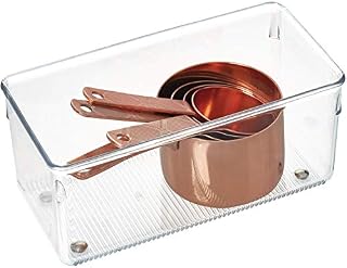 iDesign Drawer Organiser, Medium Size Plastic Drawer Insert for Bathroom or Kitchen, Practical Drawer Organiser for Makeup, Kitchen Accessories and Office Supplies, Clear