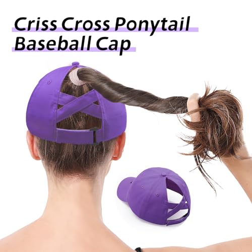 Girls Ponytail Hat Criss Cross Baseball Cap Cute Cat Embroidered Trucker Hat for Women2
