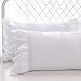Queen's House Shams Standard Shabby Vintage White Embroidery Lace Ruffle Pillowcase Pillow Sham-1 Piece 