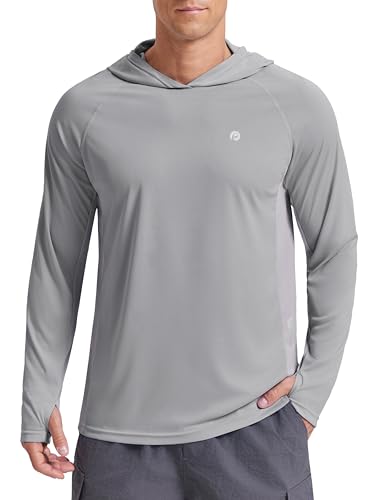 Image of PINSPARK Men's UPF 50+ Sun Shirts Long Sleeve Fishing Hoodie, UV Protection Rash Guard for Outdoor Hiking Running Swim Shirt