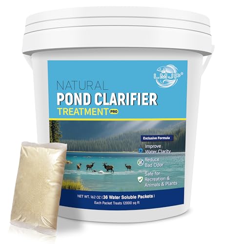 Pond Clarifier Treatment – 36 Packets Natural Pond Water Clear for Outdoor Lakes – Beneficial Enzymes to Improve Water Clarity & Eliminate Odor �