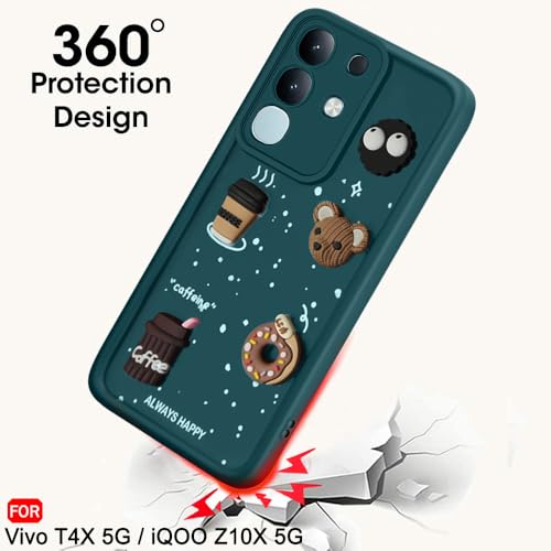 Image of TheGiftKart Back Cover Case for iQOO Z10x 5G / Vivo T4x 5G | Cute Fun Cartoon 3D Bear Coffee Case | Full Camera Protection | ShockProof Back Cover Case for iQOO Z10x 5G / Vivo T4x 5G (Silicone, Green)