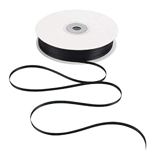 HUIHUANG Schwarzes Satinband, 0,3 cm x 91,4 m Rolle