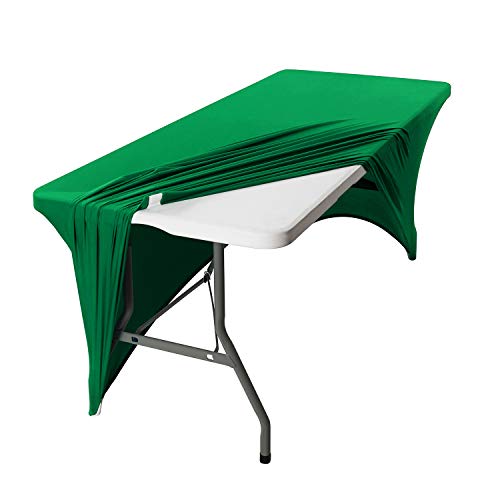Image of Peomeise 2PCS 6FT Spandex Table Cover Rectangular Stretch Spandex Tablecloth (Emerald,6FT)