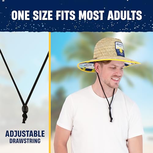 Corona Extra Sun Hat, Adult Large Wide Brim Straw Lifeguard Cap for Men and W...