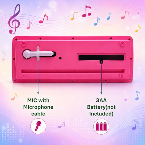 Image of Kids Piano Keyboard with Mic | 37 Keys, 8 Rhythms, 8 Tones & 6 Demo Songs | Electronic Musical Toy for Boys & Girls Age 2-5 | Educational & Recording Keyboard for Beginners - Pink
