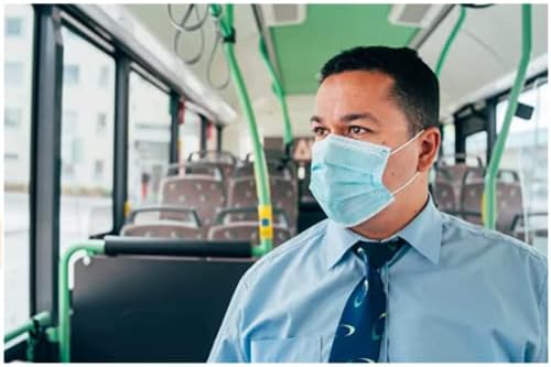 Blue 3-Ply Premium Disposable Face Mask with Nose Clip and Ear Loops, One Size Fits All, 7” Length x 3.9” Width (Pack of 200))