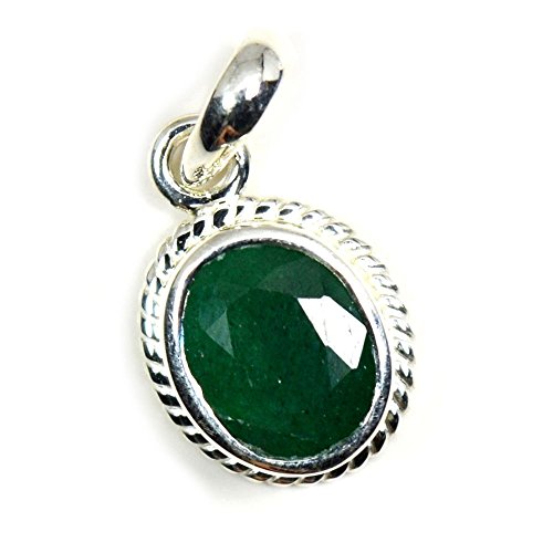Pendentif émeraude naturelle argent sterling 92.5 anti-ternissement pour peau sensible