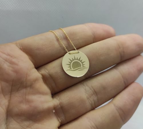 Pendentif soleil gravé en argent et sa chaîne de 45 cm pour l'été - 3