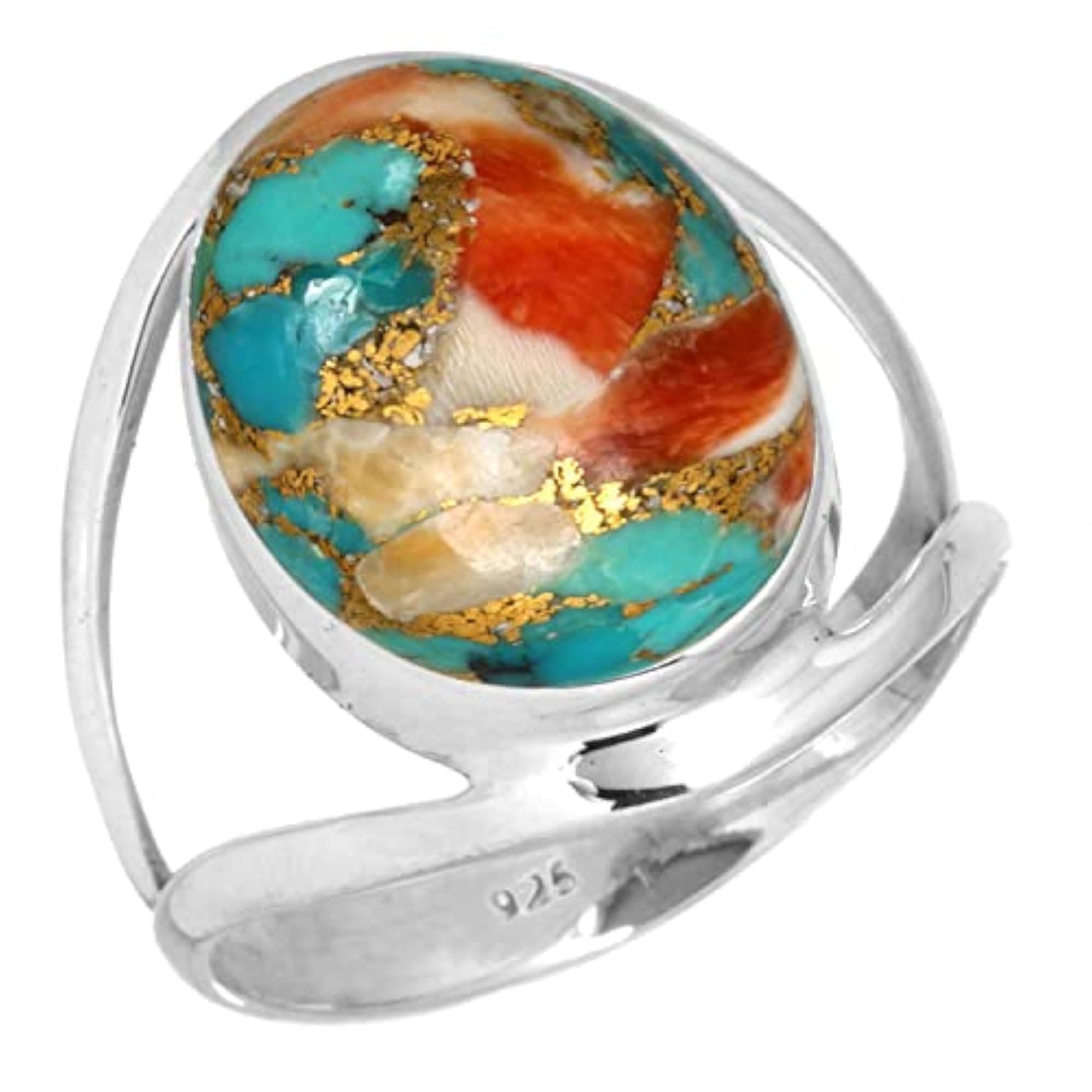 Women's Handmade 925 Sterling Silver Chunky Gemstone Ring