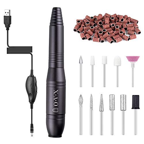 Portable Electric Nail Drill Machine?Compact 20000 RPM USB Manicure Pedicure Efile Nail Drill Kit for Acrylic Nails Gel Polishing Shape Tools with Nail Drill Bits and Sanding Bands-Black