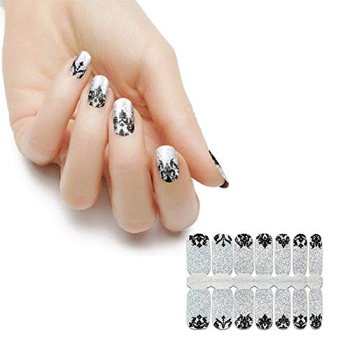 Bornbeauty Nail Polish Stickers 3 Sheets Waterproof Adhesive Press On Nail Strips Gradient Glitter Blue Red Silver Color For Women Diy Manicure Decoration #TOP3