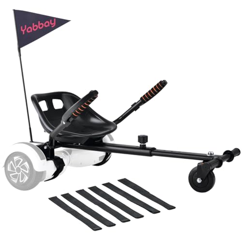 Yabbay Hoverboard Seat Attachment with a Larger Seat, Safety Flag, Handguard Compatible with 6.5'', 8'', 8.5'', 10'' Hoverboards for Kids and Adults - Go Kart Accessory for Fun and Safe Riding!