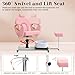 LOUVIXA Pedicure Station No Plumbing, Hydraulic Pedicure Chair for Nail Tech, Height Adjustable Reclining Pedicure Station Unit, 360 Degree Swivel Foot Spa Chair with Massage Foot Bath (Pink-Golden)