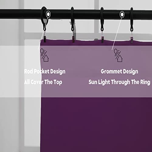 Pickluc Blackout Valance Curtains 18 Inches Long, Short Curtains With Rod Pocket For Window In Kitchen, Bathroom, Living Room, Bedroom Or Basement, 2 Panels, 52" W X 18" L, Purple #TOP3