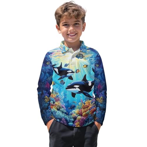 1/4 Button Collared Golf Shirts for Boys Size 3-16 Kids Fall Long Sleeve Tennis Outfits Soft Athletic Tops2