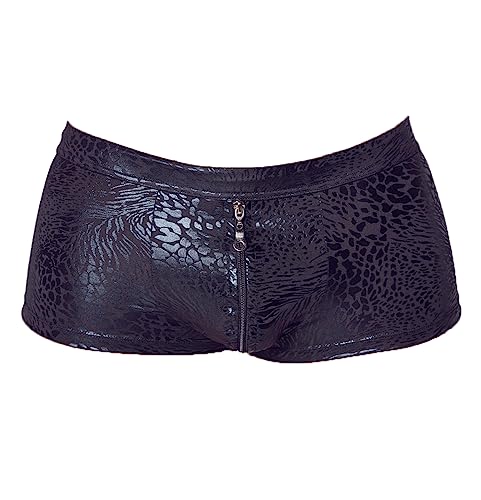 Boxer In Pelle Vernice Uomo Con Cerniera - Wetlook Pantaloncini Corti Per Clubwear
