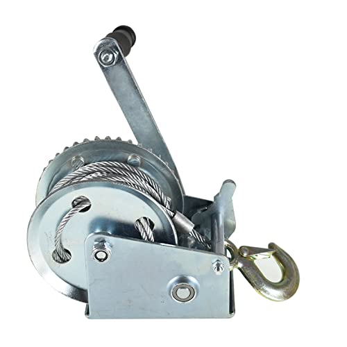 mitoharet Hand Crank Winch 1600 lbs with Brake Come-Along Heavy Duty Steel Cable for Boat, Trailer, ATV