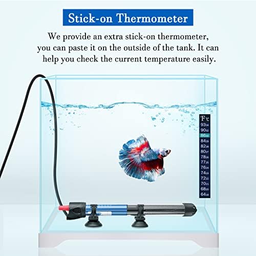 PYPABL 50W 75W 100W Aquarium Heater, Submersible Glass Heater for 15L-100Litres Fish and Turtle Tank