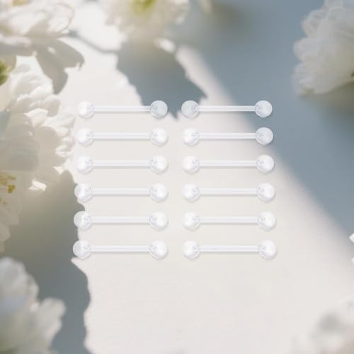 D.Bella 14G Clear Bioflex Flexible Acrylic Straight Tongue Rings Barbells Nipple Ring Retainer Piercing 12mm 14mm 16mm 19mm3