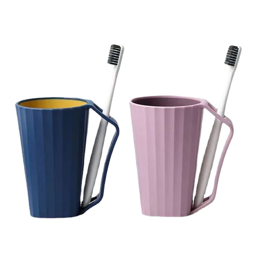 2 Pack Plastic Toothbrush Cups 450ml, Bathroom Cup, Toothbrush Holder with Handle