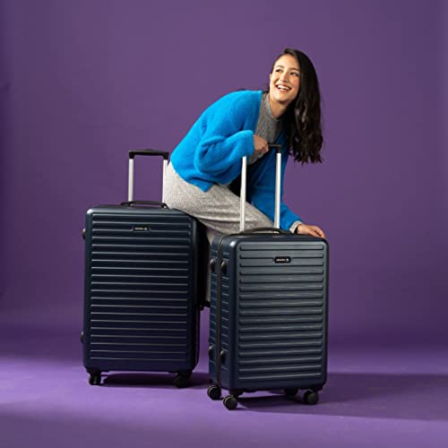 Image of THE ASSEMBLY Hard-Sided Medium Check In 24 Inches & Cabin Luggage 20 Inches Polycarbonate Set Of 2 - Premium Trolley Bags With Spinner Wheels- Blue, 75 CM Assorted