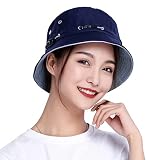 ITODA Fischerhut Sommer UV Schutz Sonnenhut Frauen Herren Buschhut Faltbar Fischermütze Breite Krempe Sonnenmütze Einfarbig Anglerhut Unisex Eimerhut Outdoor Hut Eimerhut Wandern Angeln Blau