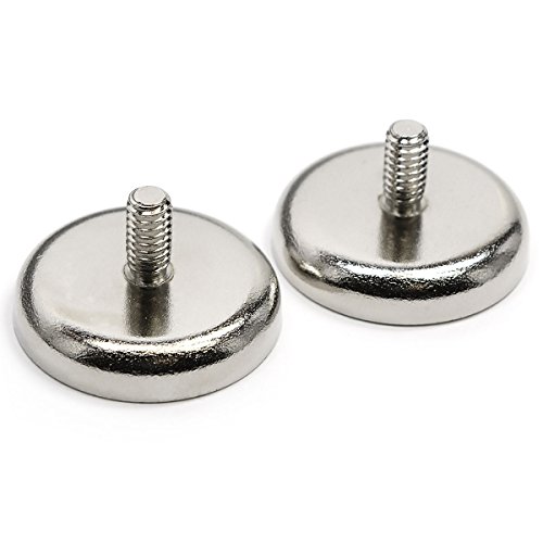 Cms Magnetics - (2 Ct) Powerful Neodymium Cup Magnets W/Male Threaded Screw Stud #12-24, 90 Lbs Pulling Power Each, Magnetic Round Base Heavy Duty, Rare Earth Pot Magnet #TOP4