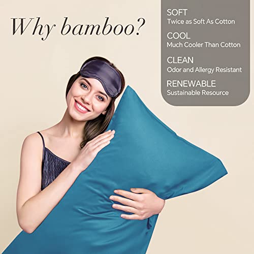 Image of BEDELITE Cooling Pillow Cases Queen 2Pcs, Rayon Made from Bamboo, Teal | Cooling and Breathable Pillow Cover for Hot Sleepers & Night Sweats, Silky Soft Cozy, Envelope Closure, 20 inchx30 inch