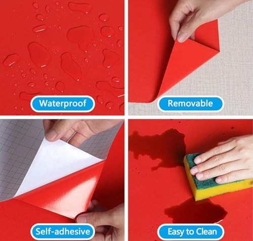 Image of WISDOM Glossy & Matte Wallpaper Peel & Stick Contact Paper Self Adhesive Vinyl for Kitchen Cabinet and Furniture Countertop Waterproof Removable (24x200 Inch, Red Matte)