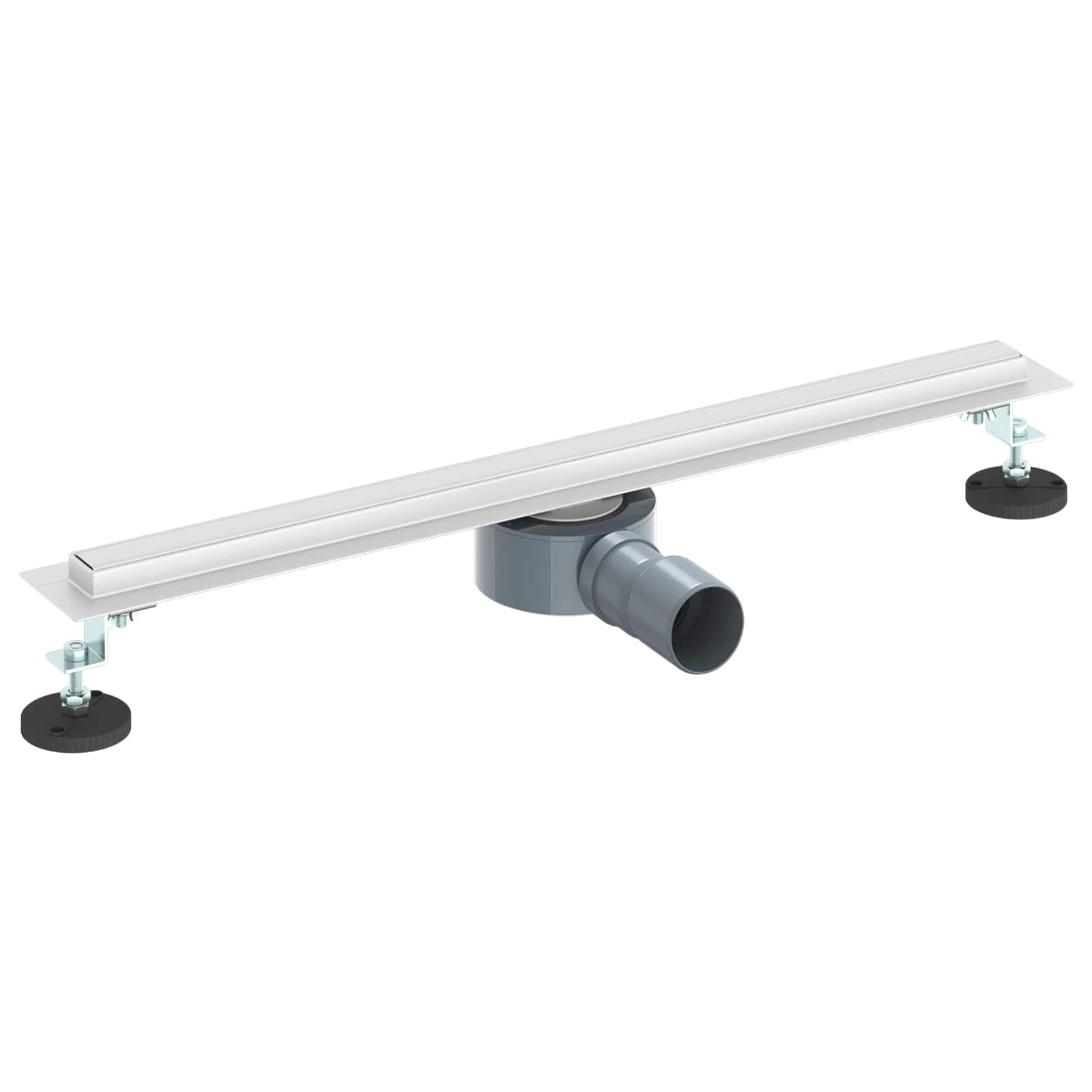 Canaleta de ducha de 60 cm, acero inoxidable 304, diseño fino, desagüe de ducha, desagüe de suelo con conexión de desagüe giratoria 360°, altura regulable, juego de desagüe de ducha