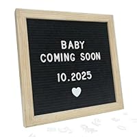 C CRYSTAL LEMON Buchstabentafel (Letter Board) 25 x 25 cm, schwarzer Filz, Holzrahmen, 336 Zeichen (Buchstaben, Zahlen, Symbole & Emojis) für Menü, Preise & Hinweise